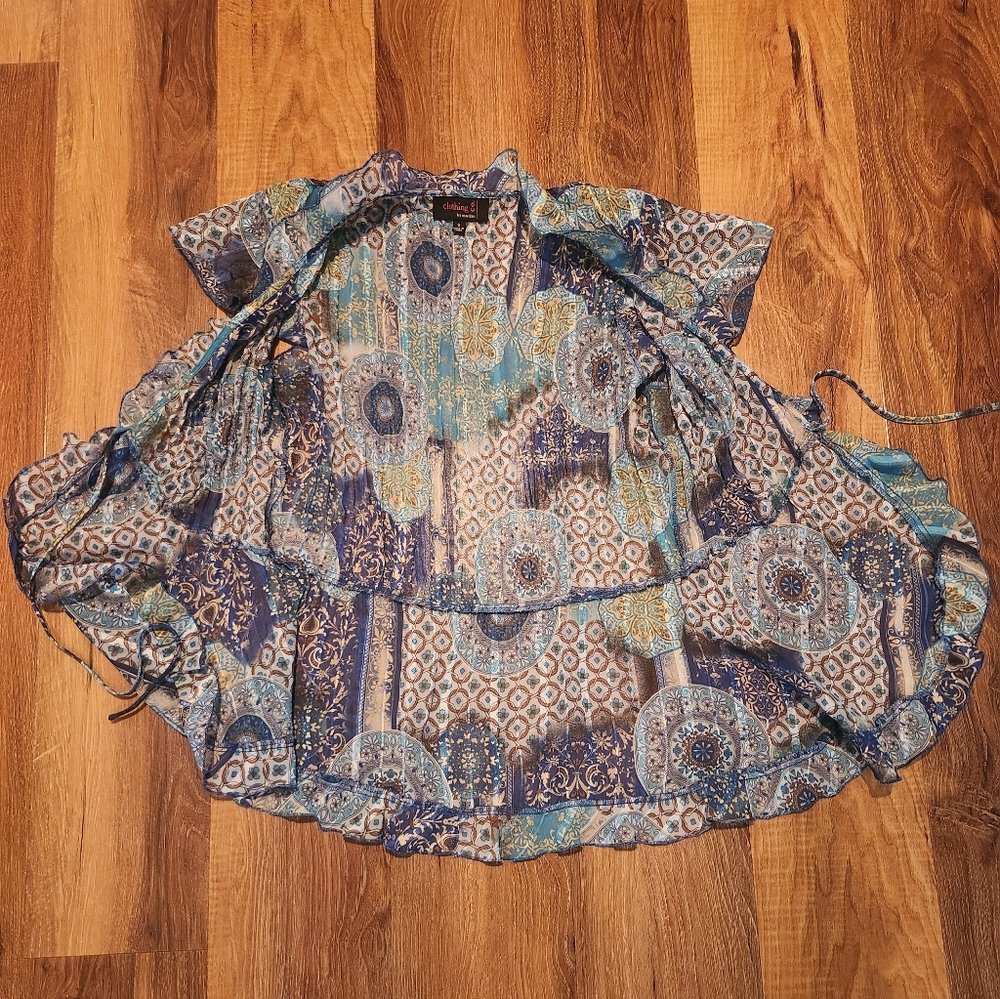 Two Piece Sheer Silky Top - Picture 3 of 4